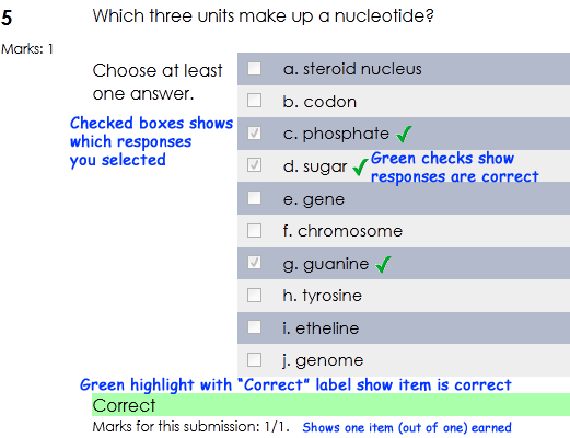 Correct scoring of multiple response item in Moodle