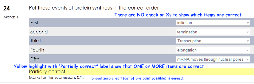 Partially correct scoring on a multiple response item in Moodle